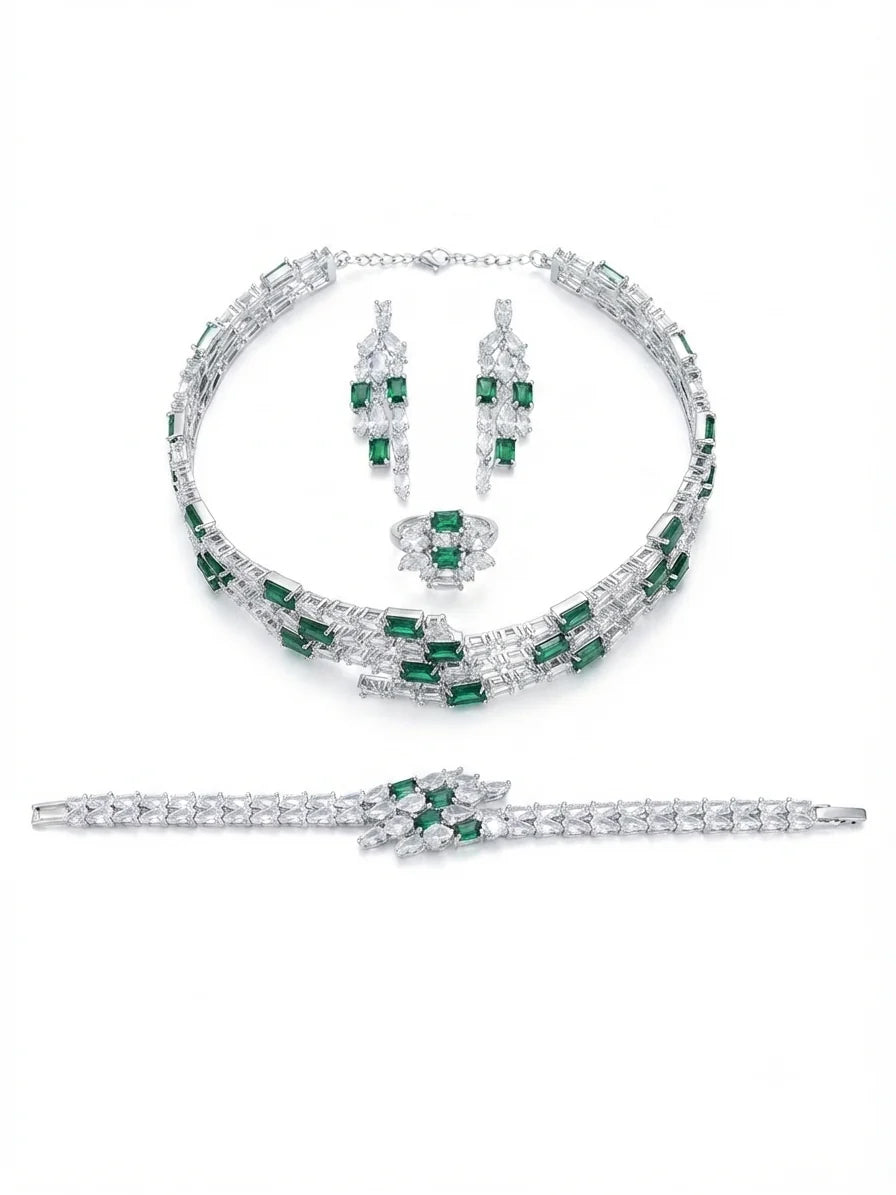 Set studded with colored zircon stones