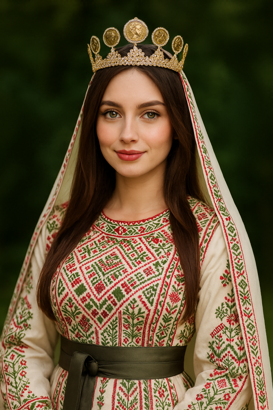 تاج من العملات الذهبية مزين بأحجار الزركون