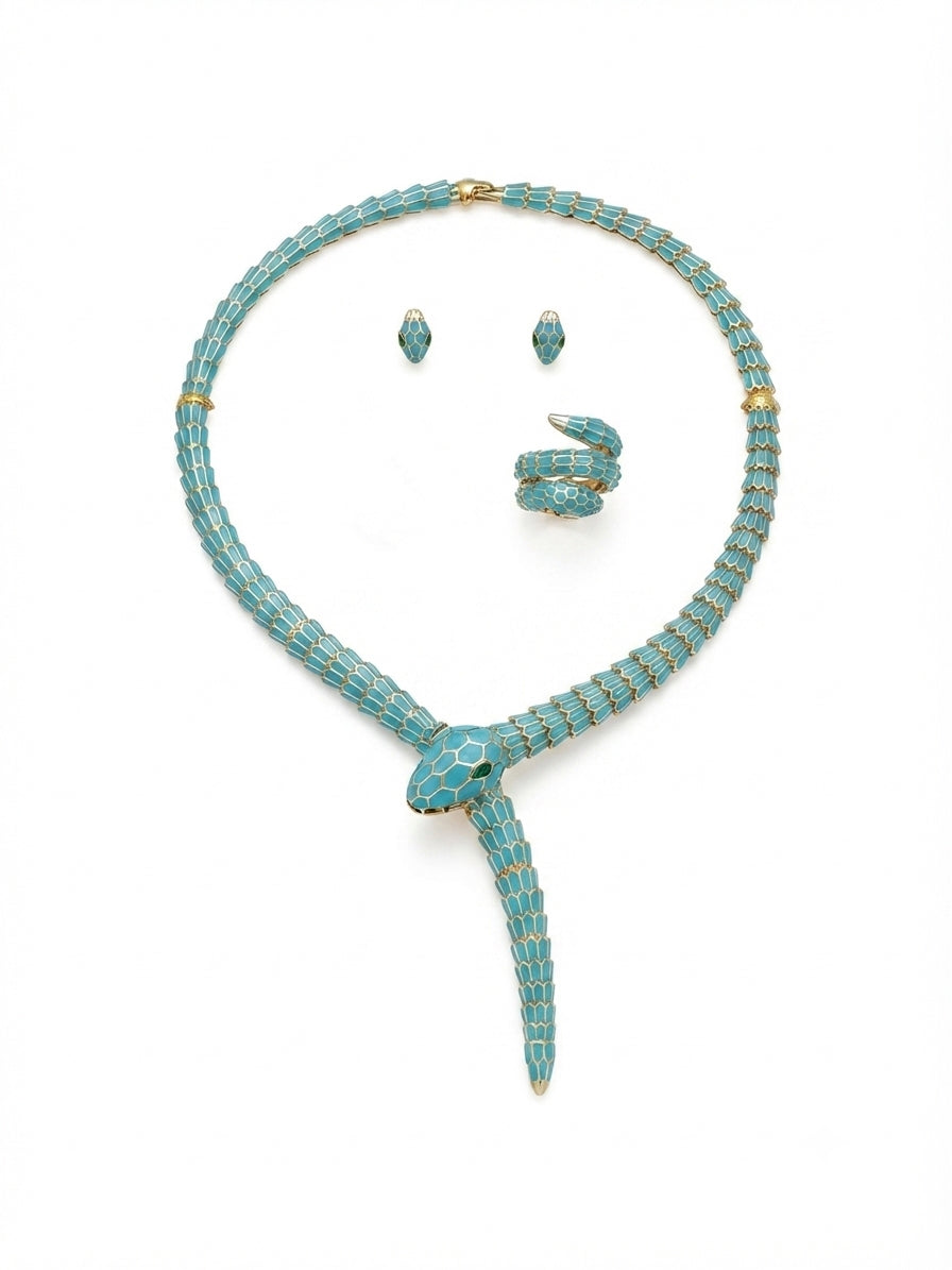 Blue snake-style jewelry set