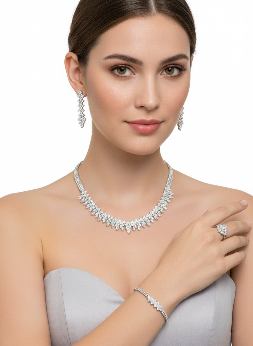 Set with silver zircon stones
