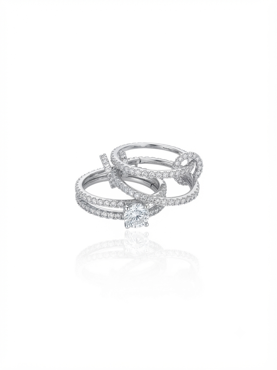 Ring set with zircon stones