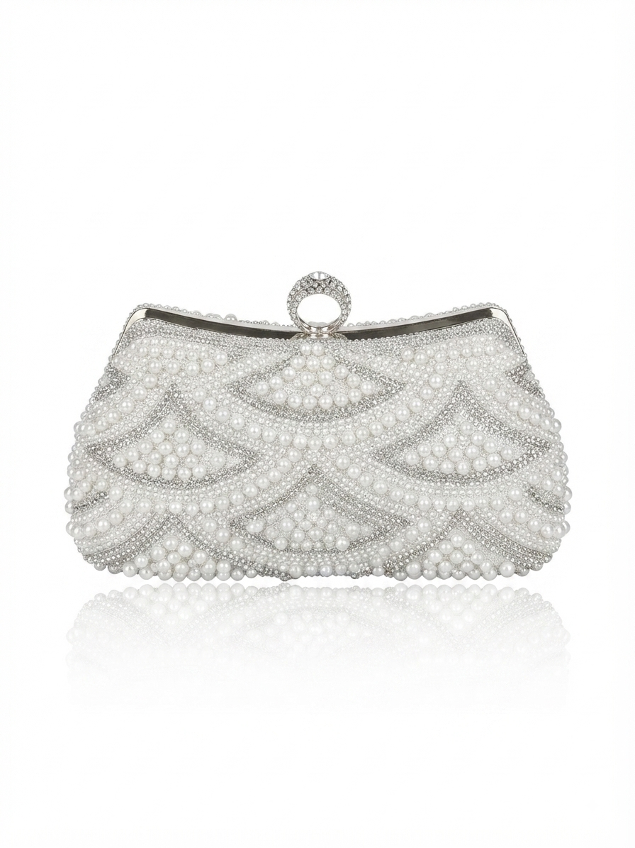 Wallet with pearls and crystals