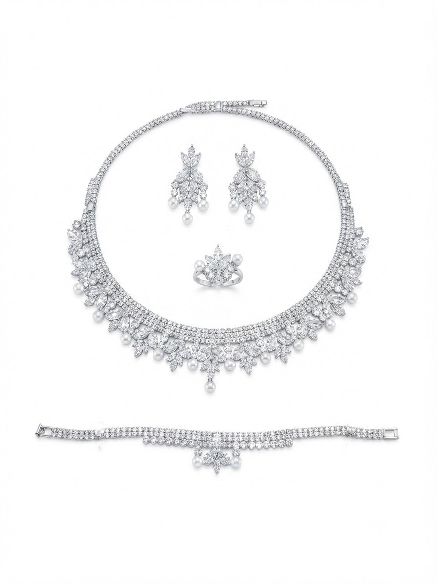 Zircon and pearl-studded set