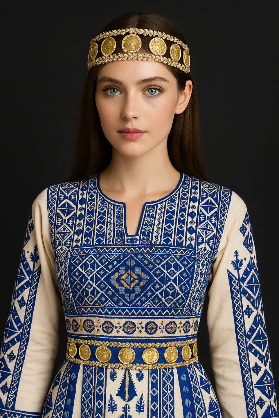 تاج من العملات الذهبية مزين بأحجار الزركون