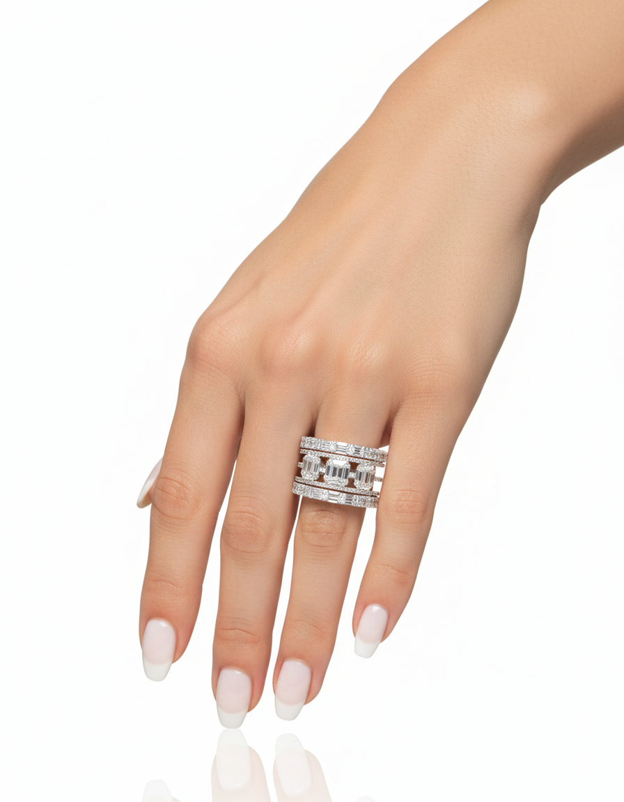 خاتم مرصع بأحجار الزركون