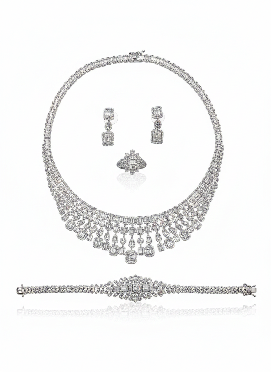 Set with silver zircon stones