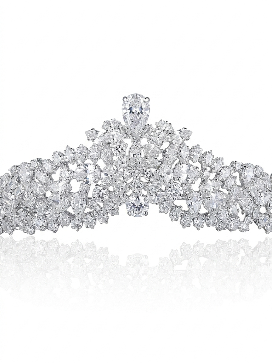 A tiara adorned with zircon stones