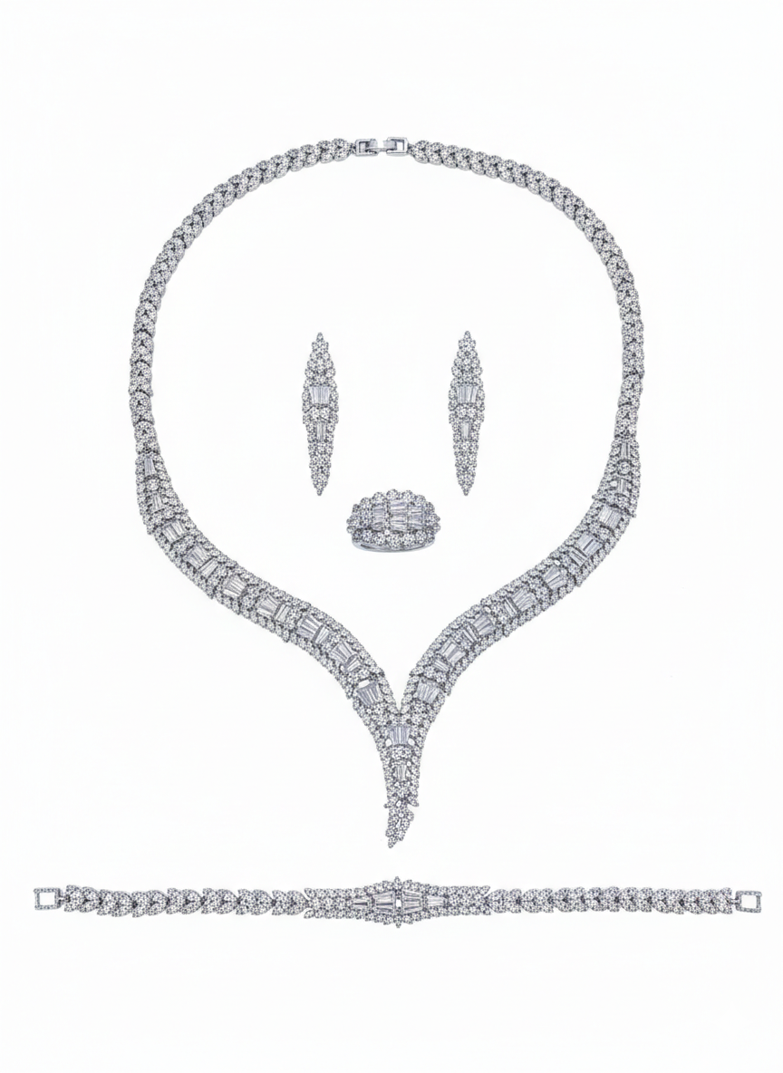 Set with silver zircon stones