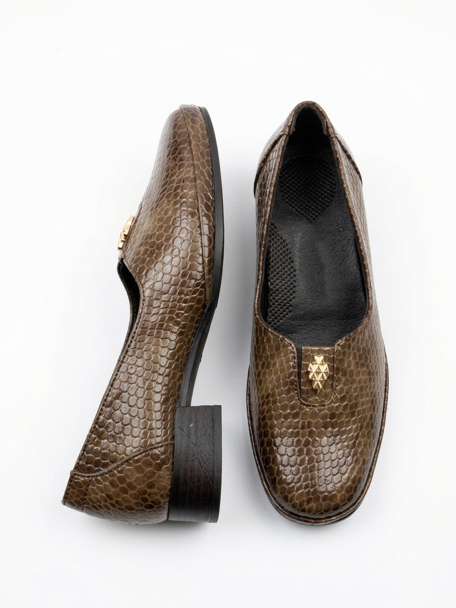 Crocodile-skin boat shoes