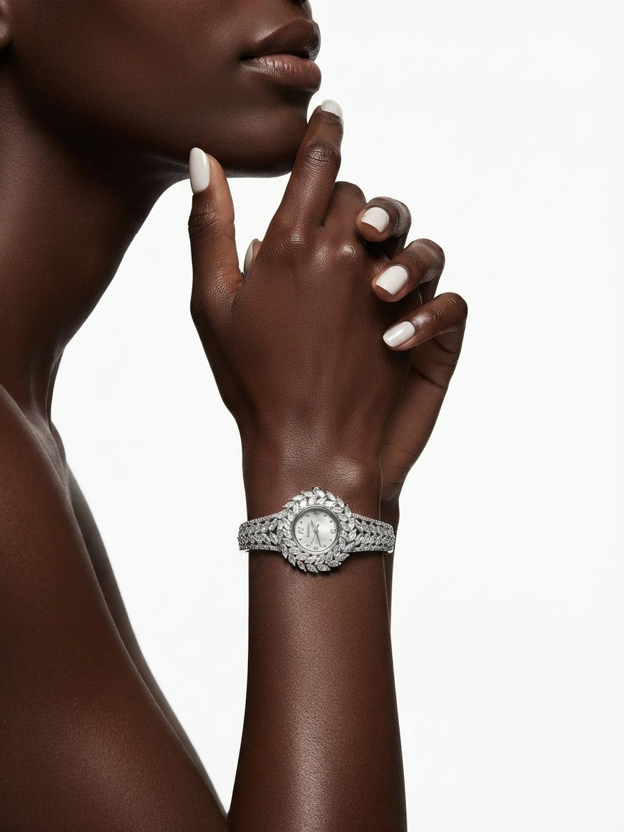 Watch studded with zircon stones