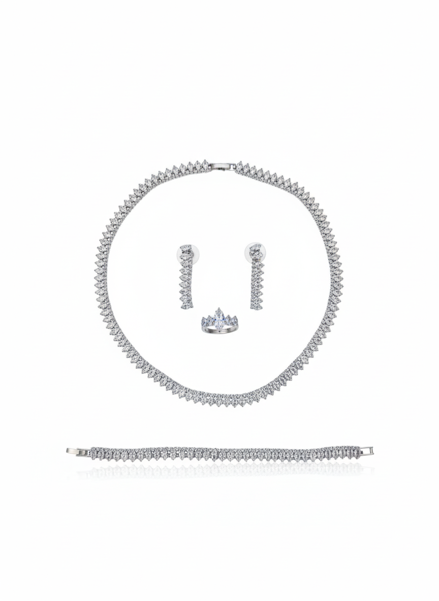 Set with silver zircon stones