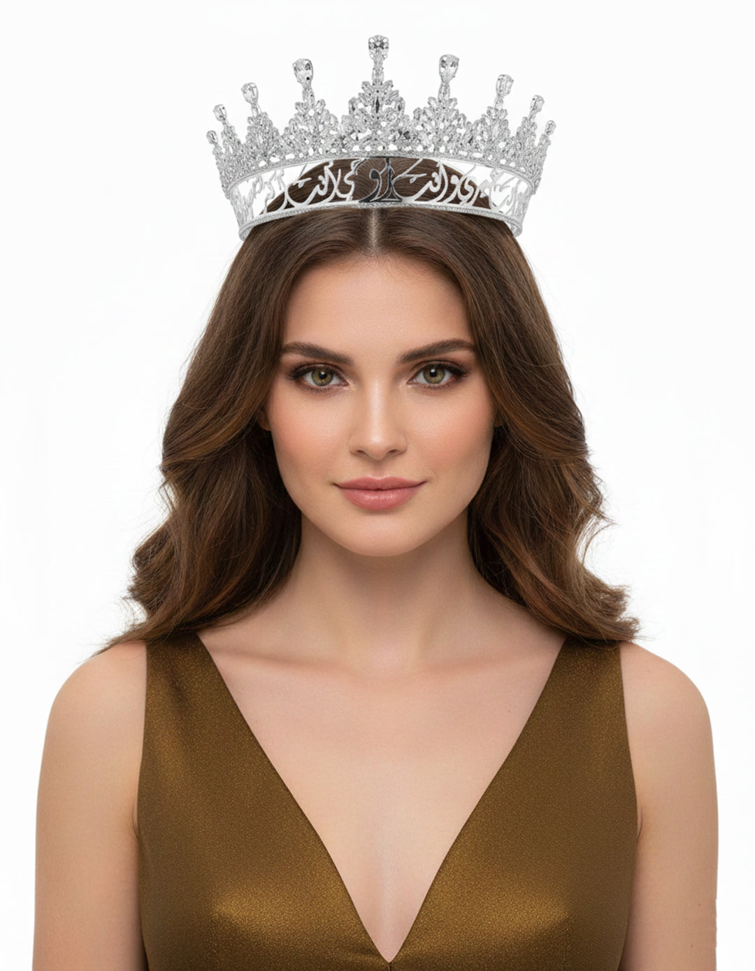 Crown adorned with zircon and crystal stones