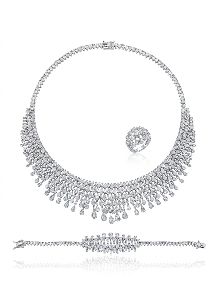 Set with silver zircon stones