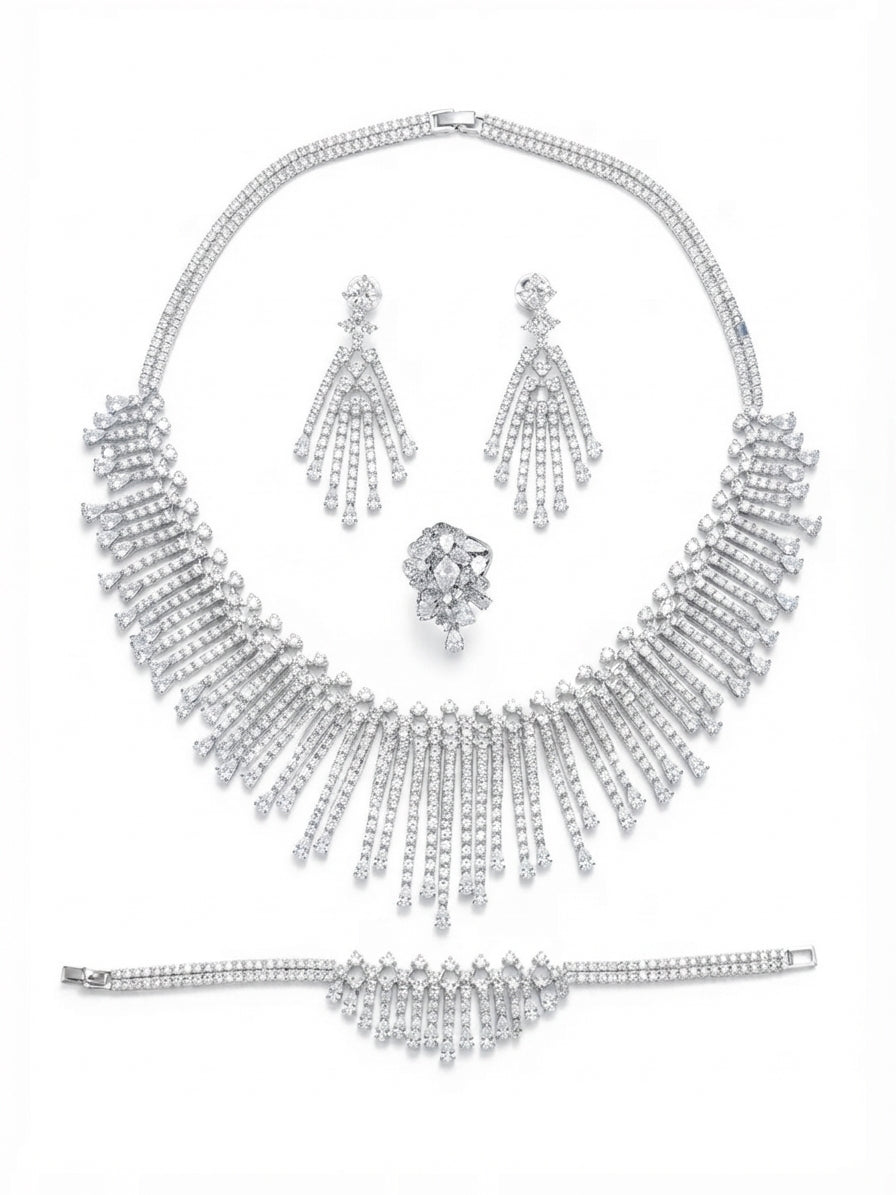 Set studded with colored zircon stones