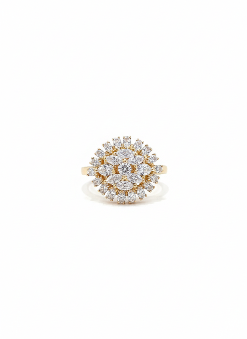 A set studded with gold zircon stones
