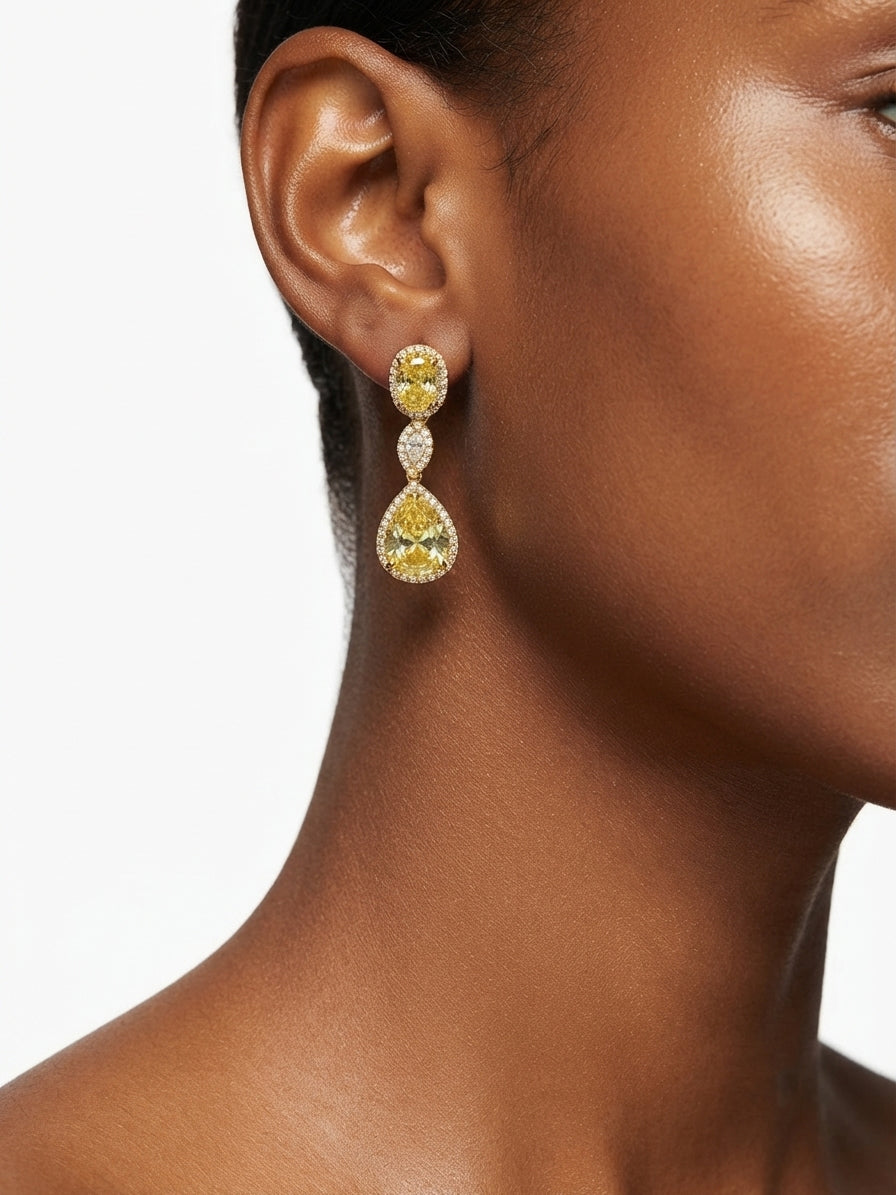 Earrings set with colorful zircon stones