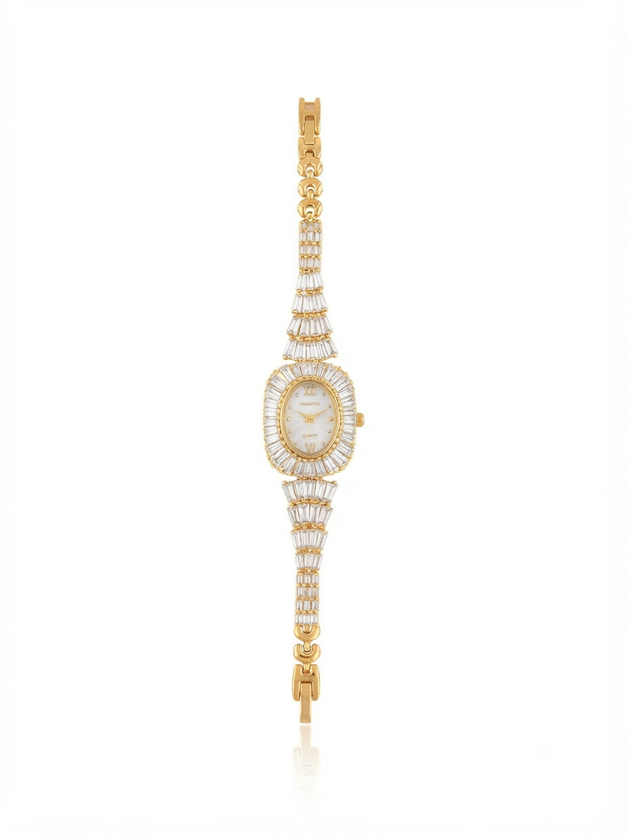 A watch set with zircon stones.