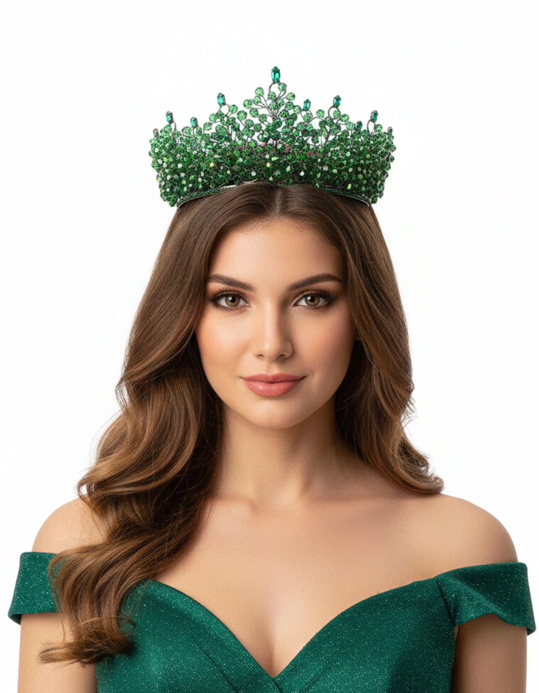 تاج مرصع بأحجار الكريستال الشفافة