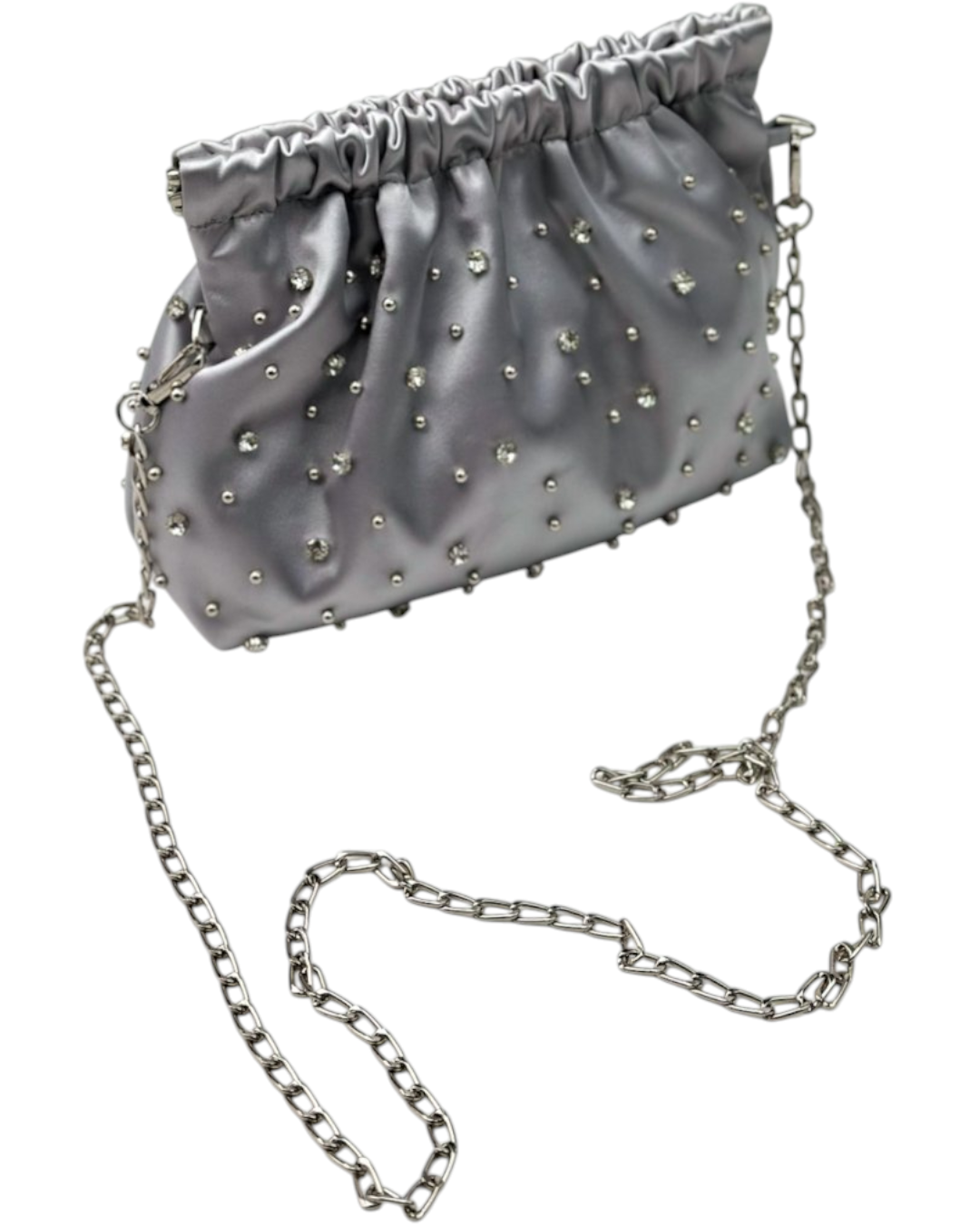 حقيبة من الساتان مزينة بالكريستال