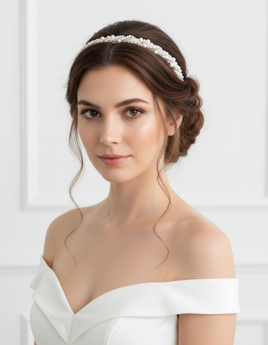 غطاء رأس مرصع بأحجار الزركون واللؤلؤ