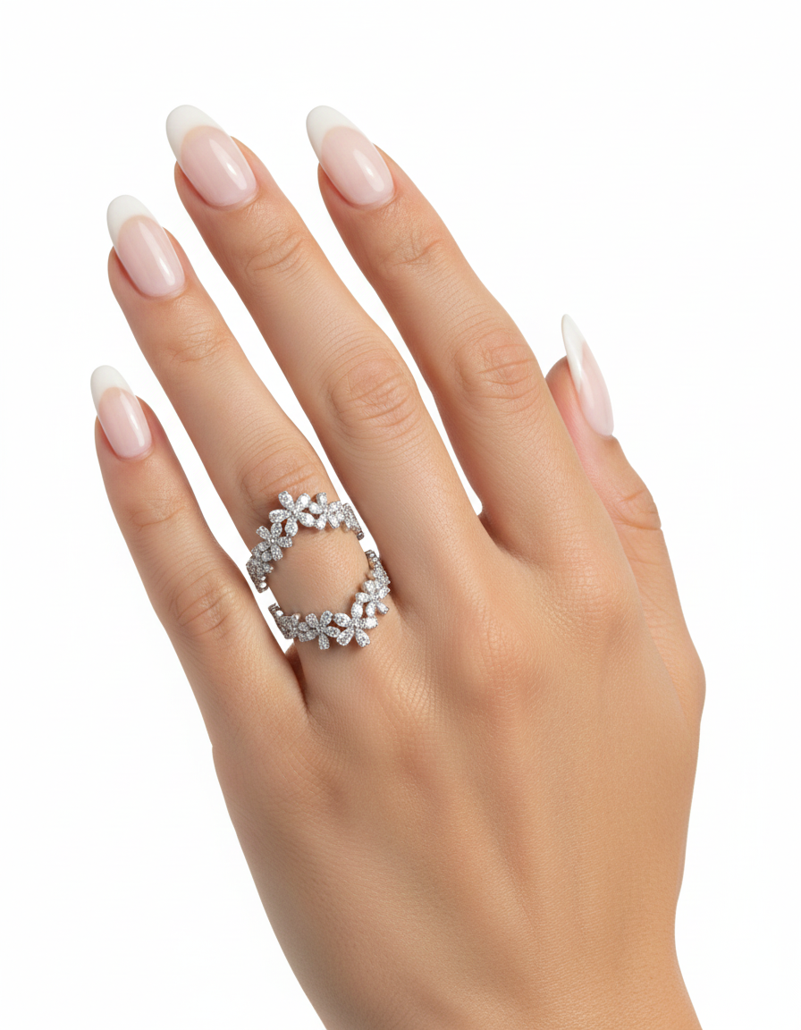 خاتم مرصع بأحجار الزركون