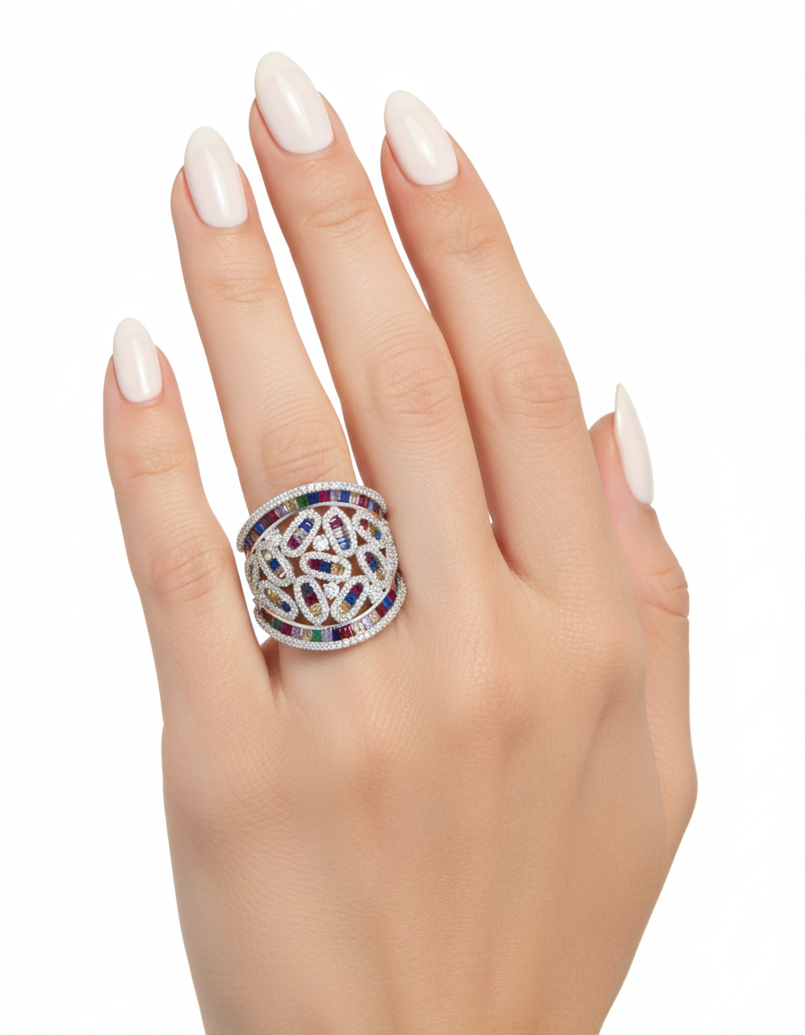 خاتم مرصع بأحجار الزركون