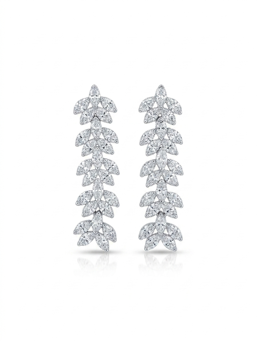 The wheat stalk set is studded with silver zircon stones