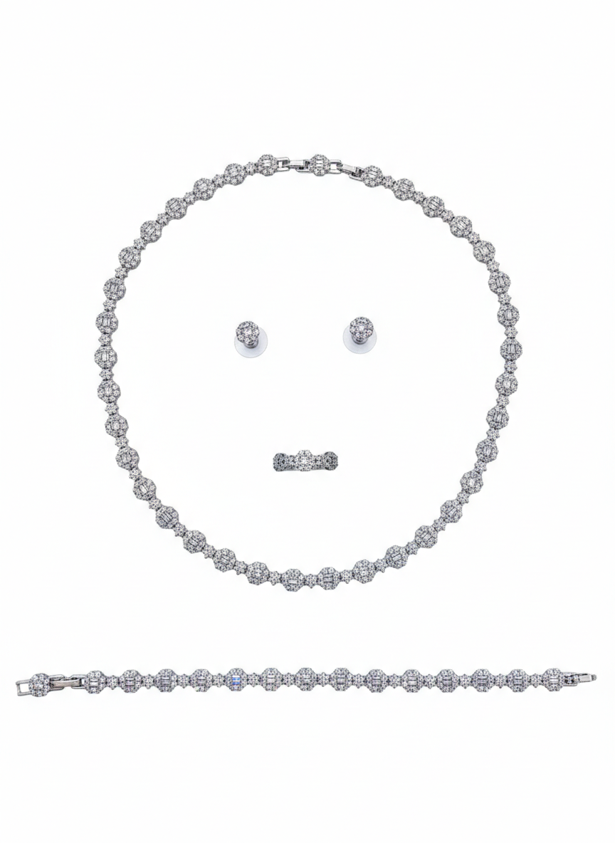 Set with silver zircon stones