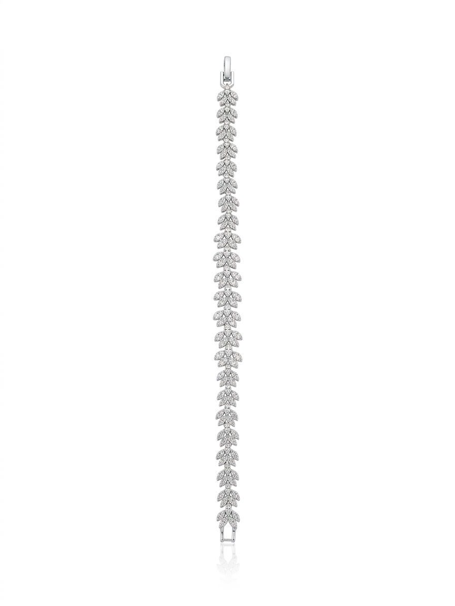 The wheat stalk set is studded with silver zircon stones