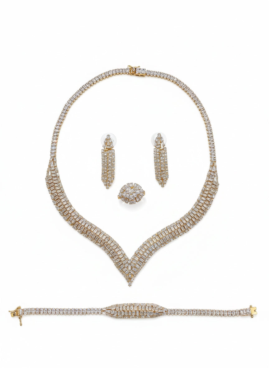 A set studded with gold zircon stones