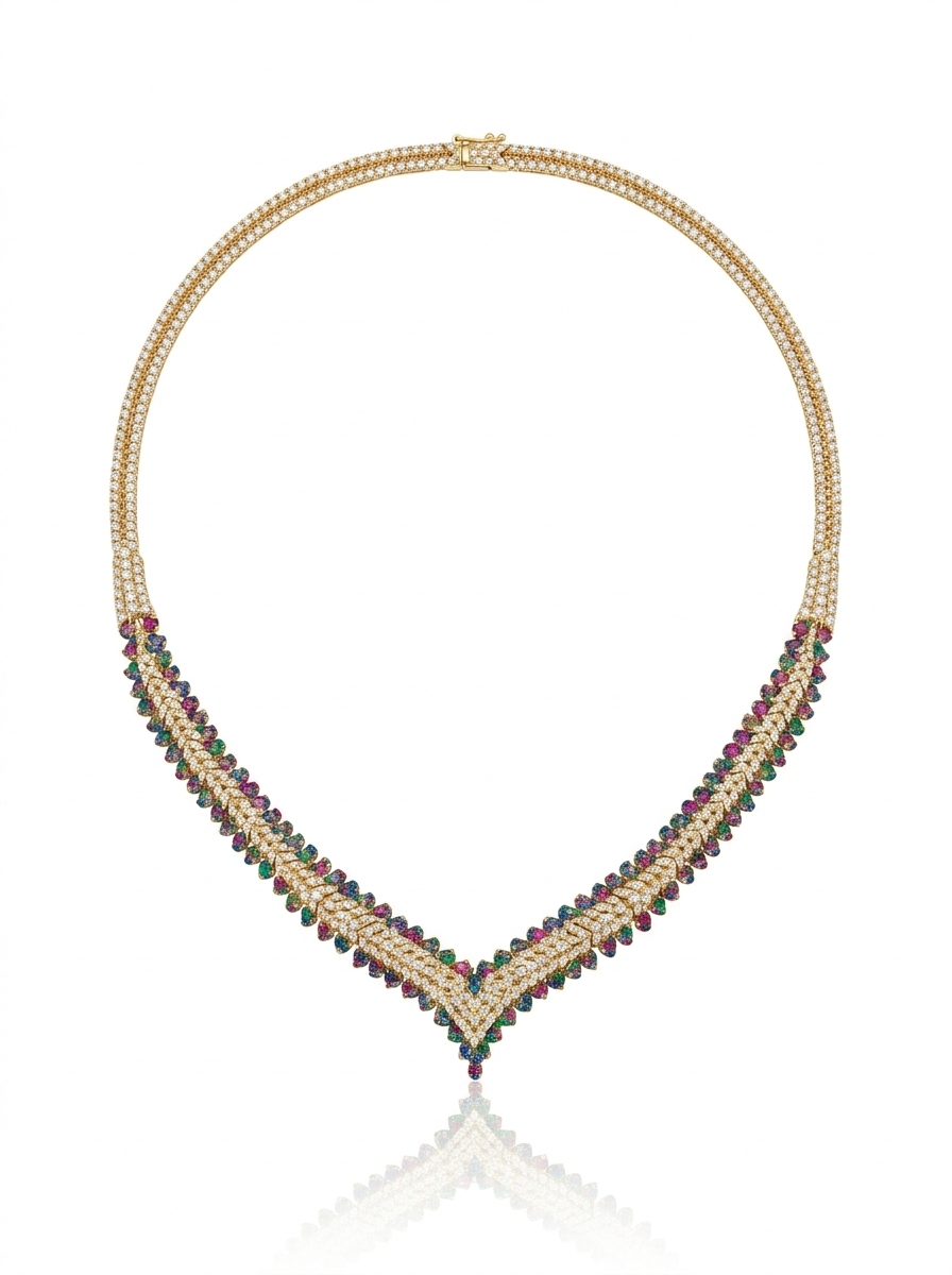 Set studded with colored zircon stones