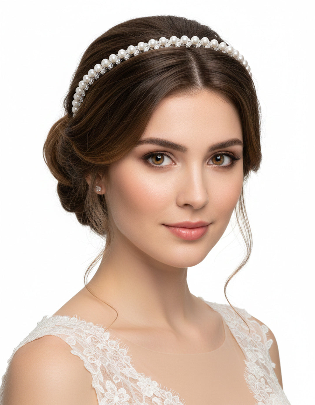 غطاء رأس من اللؤلؤ والزركون