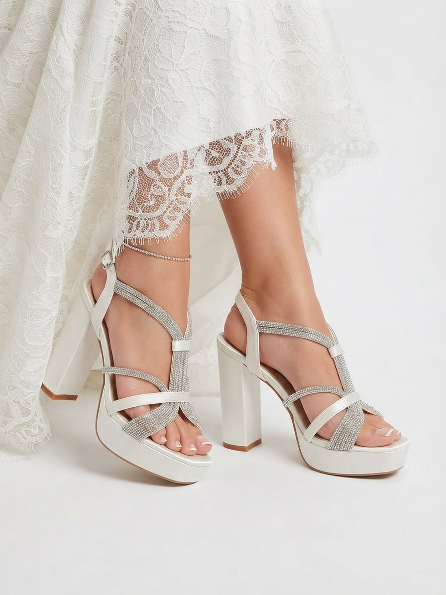 Bridal sandals with sparkling stones