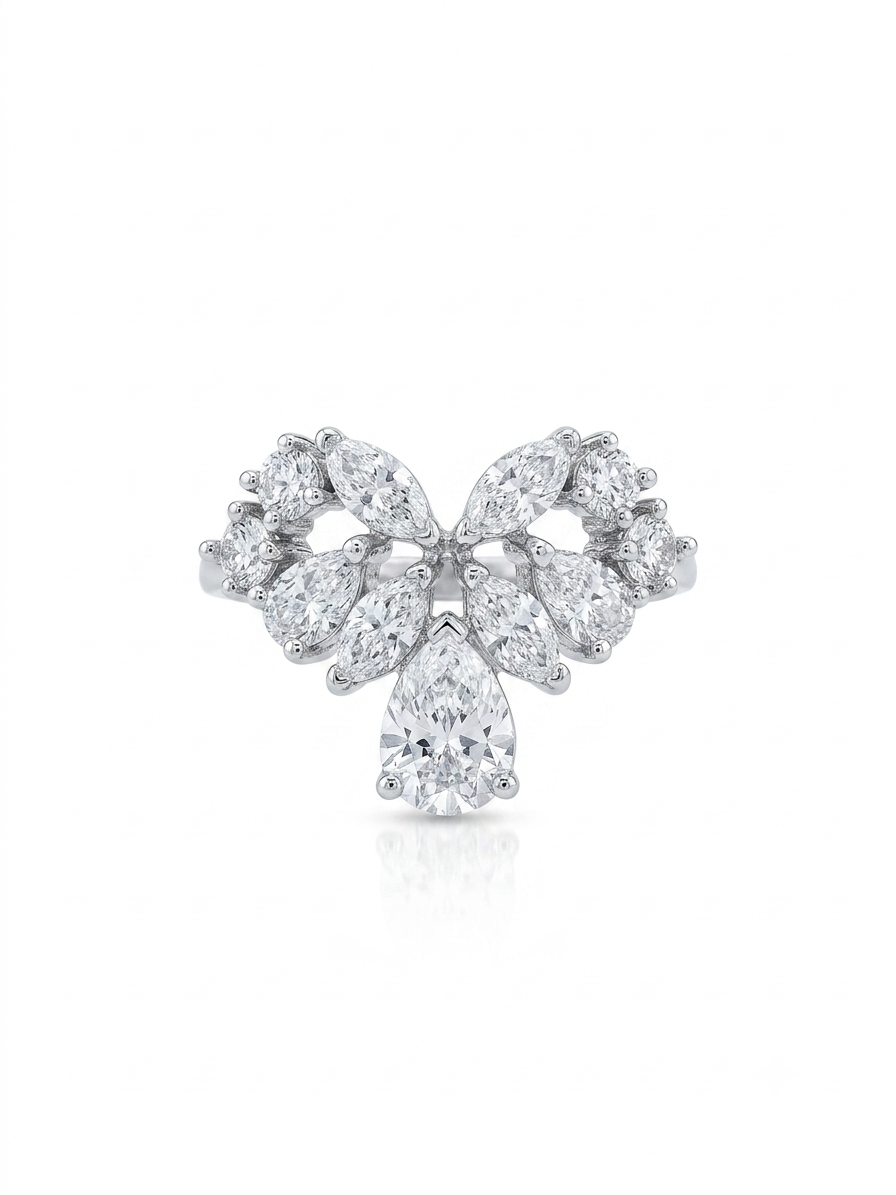 A set studded with zircon stones in silver