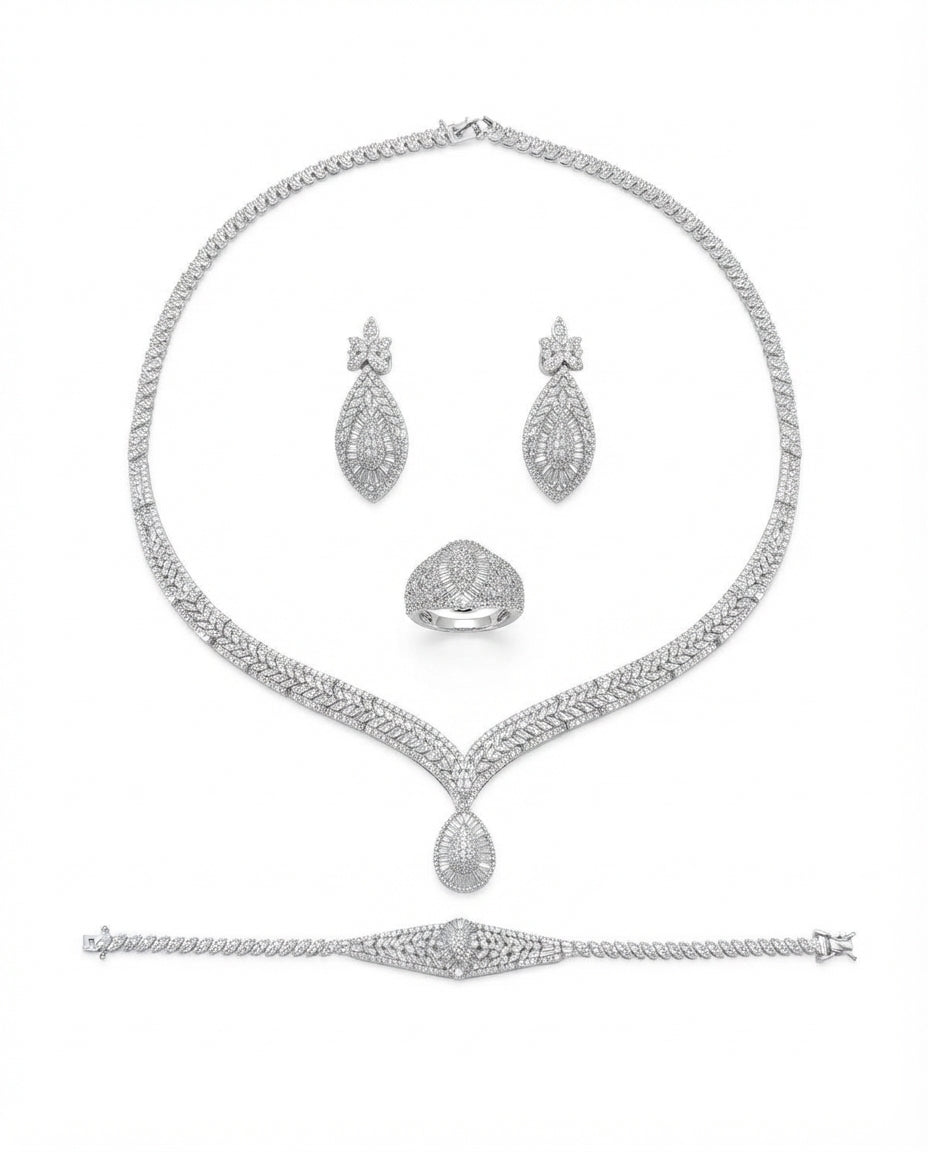 Set with zircon stones