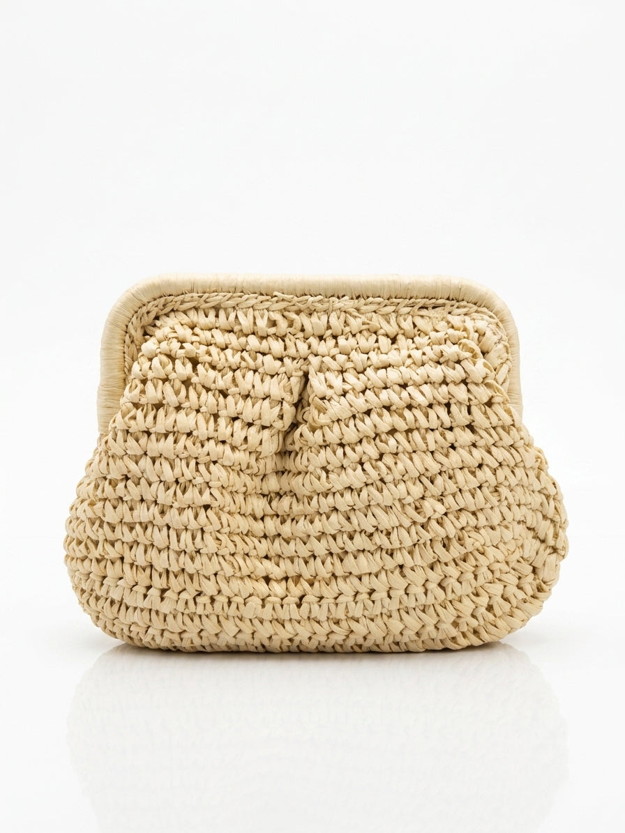 straw purse with chain