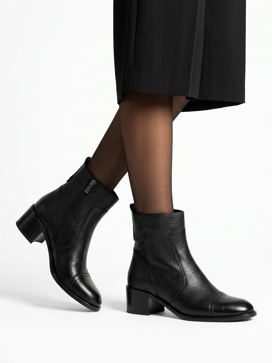 Women's brown leather combat boots