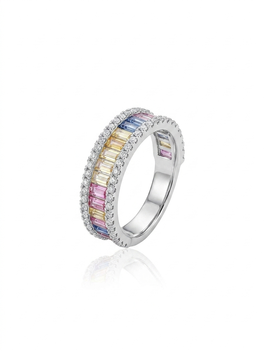 Set studded with colored zircon stones