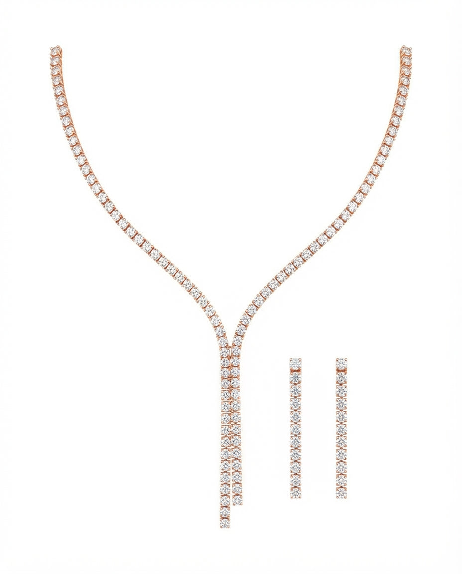 Silver-tone set embellished with zircon stones