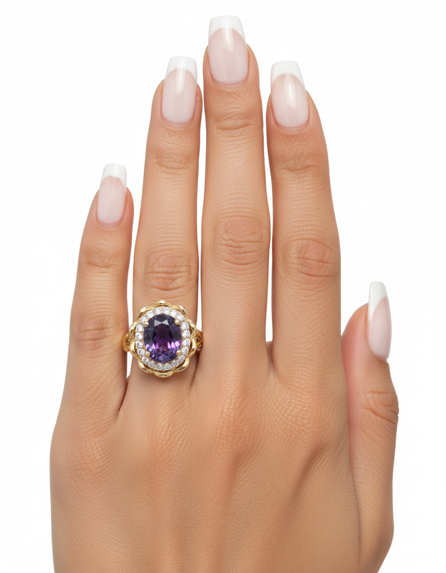 خاتم مرصع بأحجار الزركون