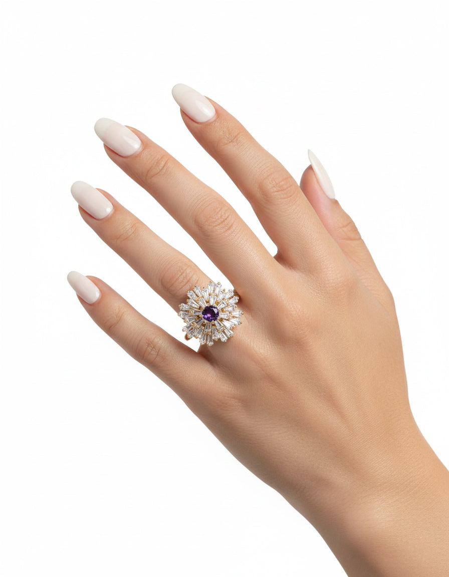 خاتم مرصع بأحجار الزركون