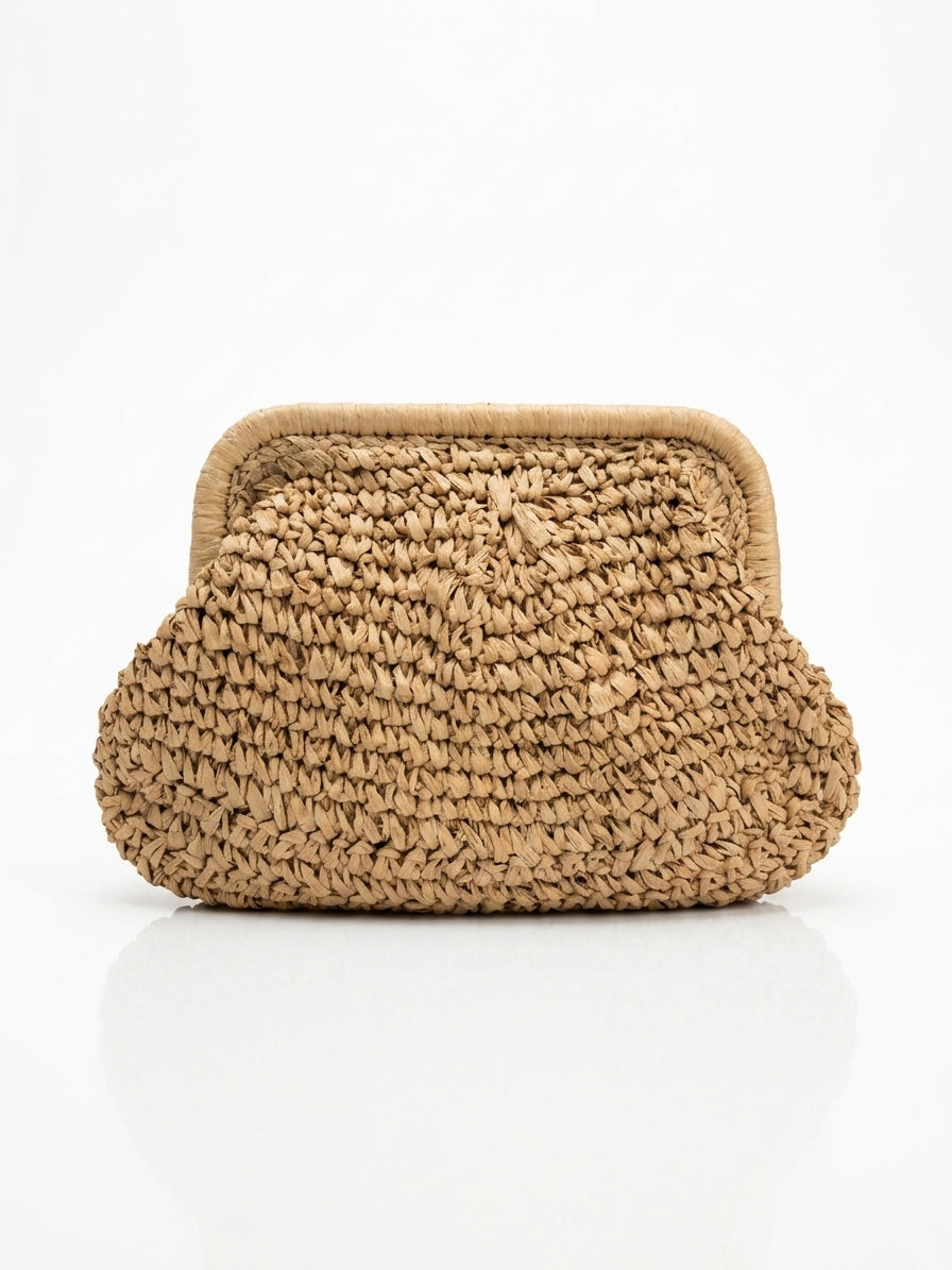 straw purse with chain