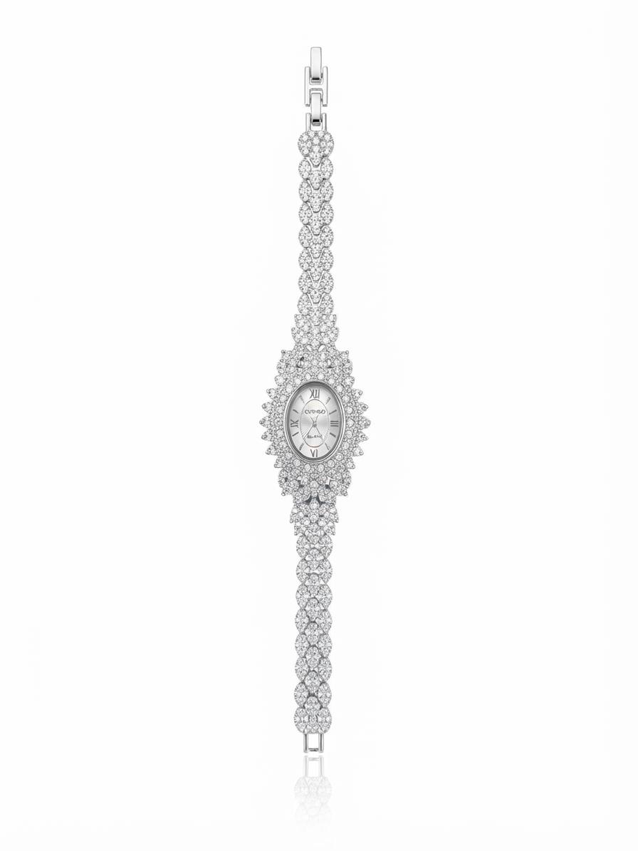 A watch set with zircon stones.