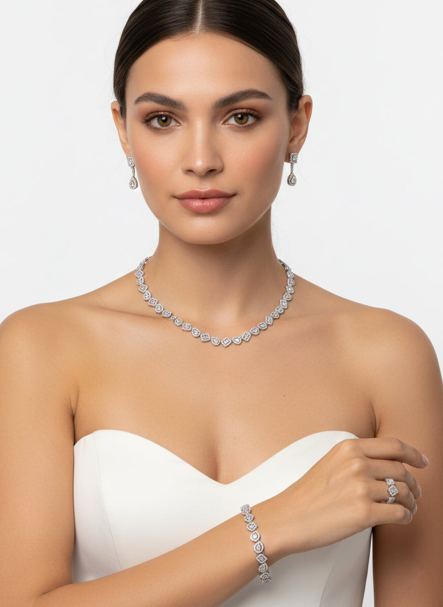 Set with Zircon Stones