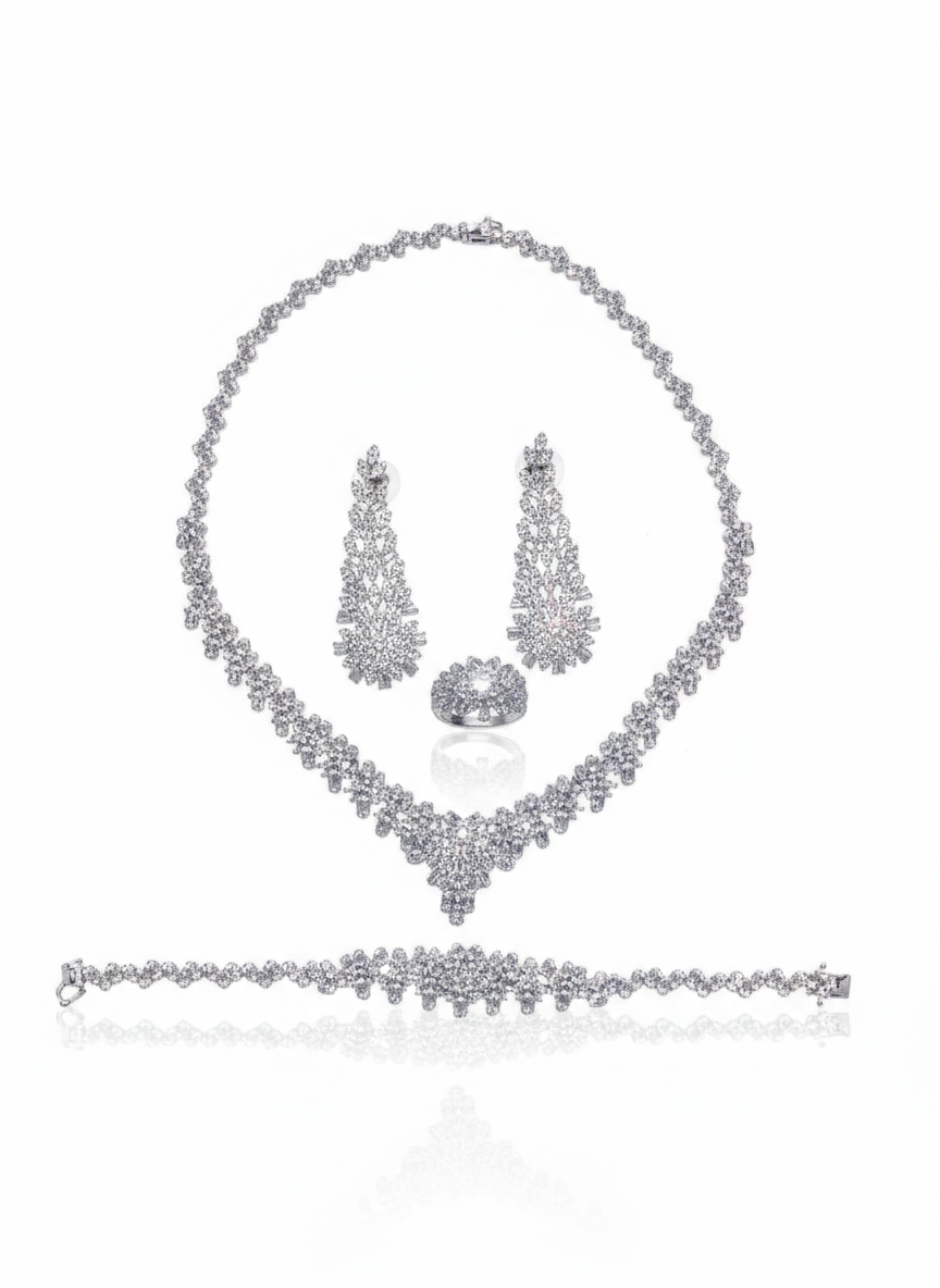 Set with silver zircon stones