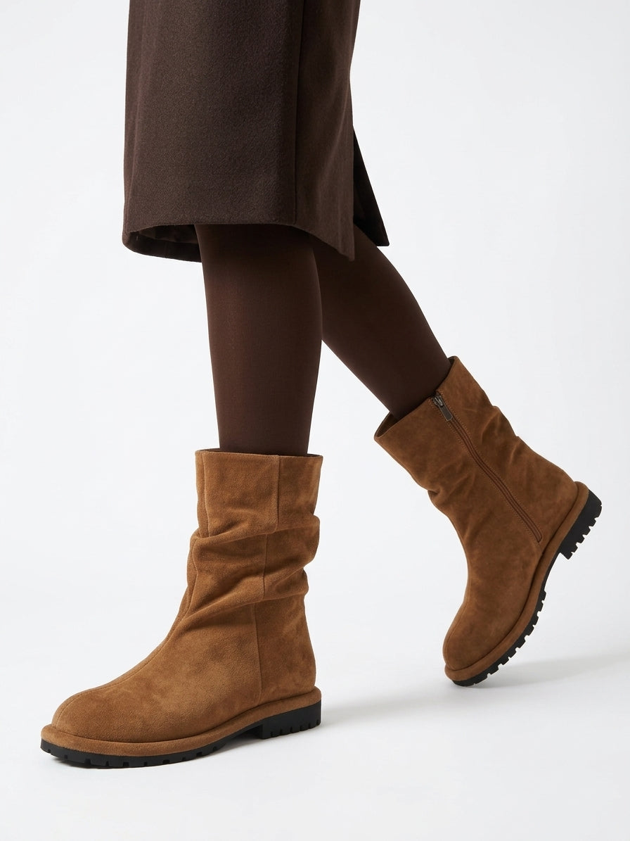 Suede combat boots