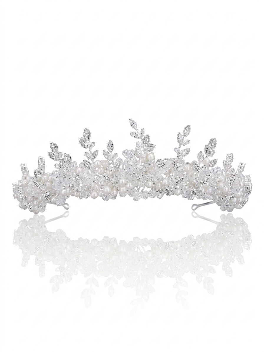 A crown adorned with zircon stones and pearls