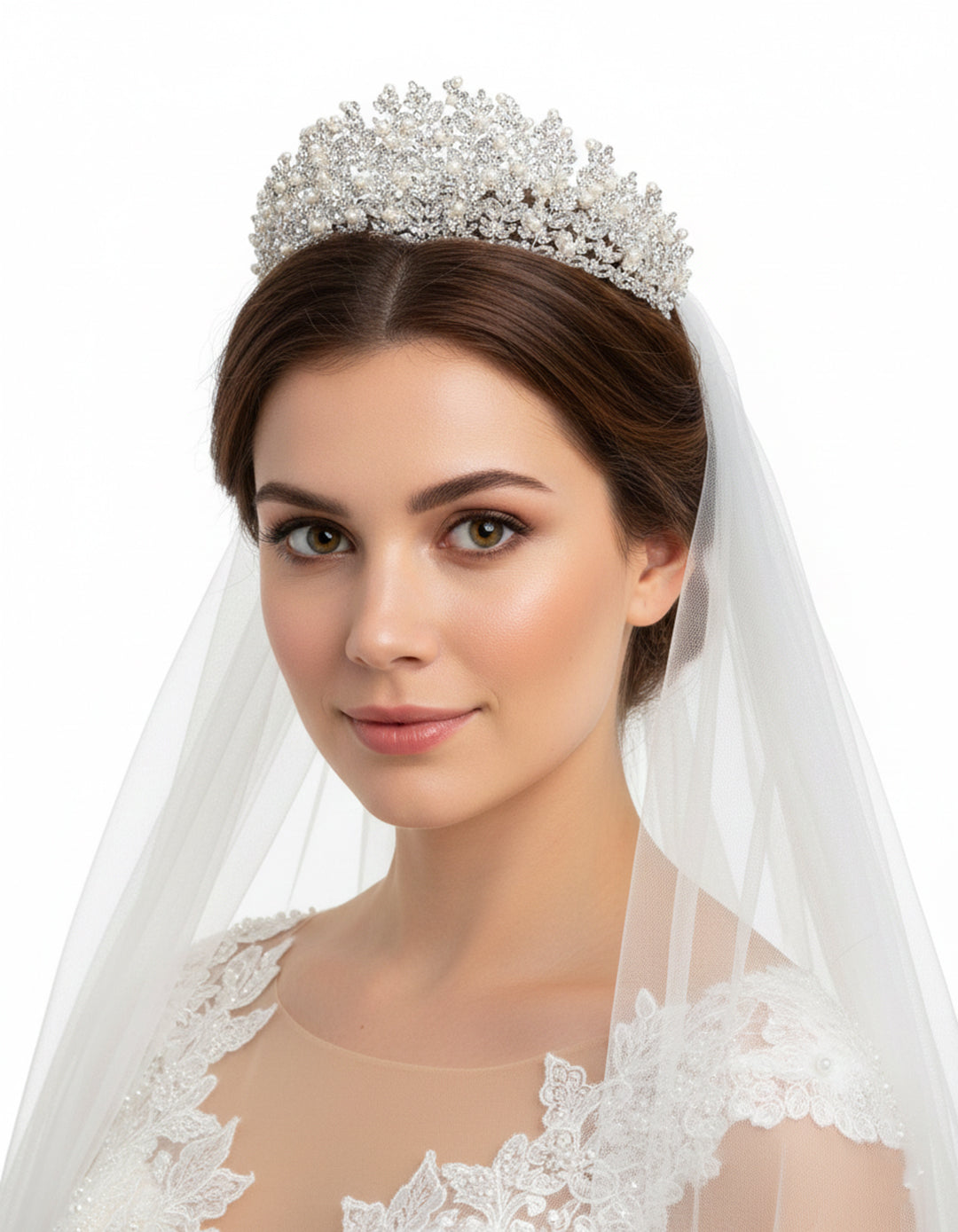 تاج مرصع بالزركون واللؤلؤ