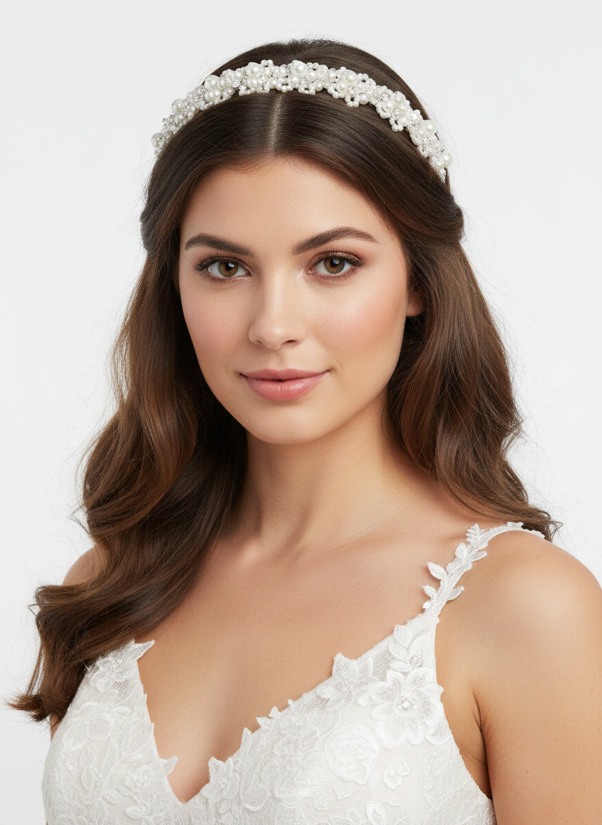 Headpiece with pearl stones