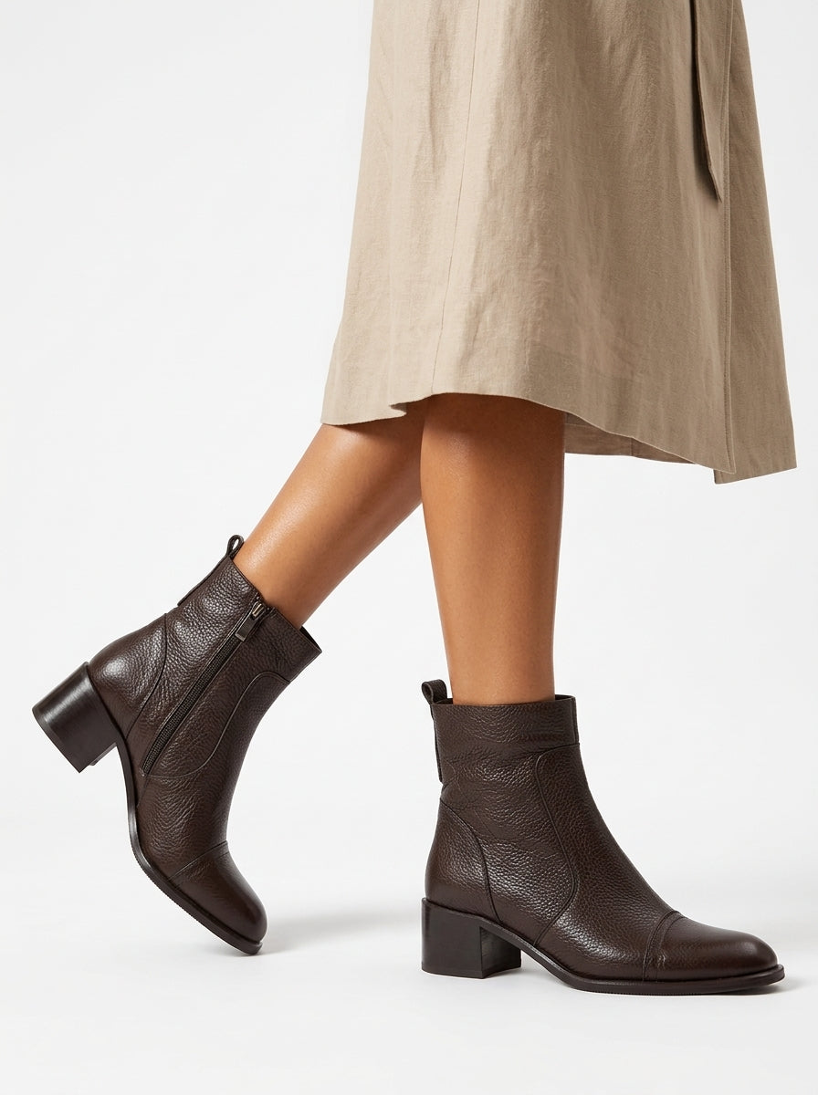 Women's brown leather combat boots